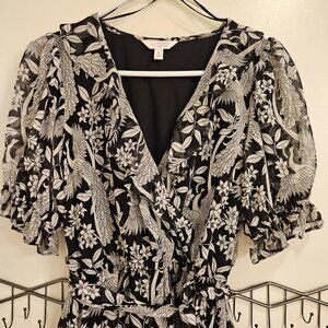 LC Lauren Conrad Ruffled Maxi Dress Size S Black and White Print